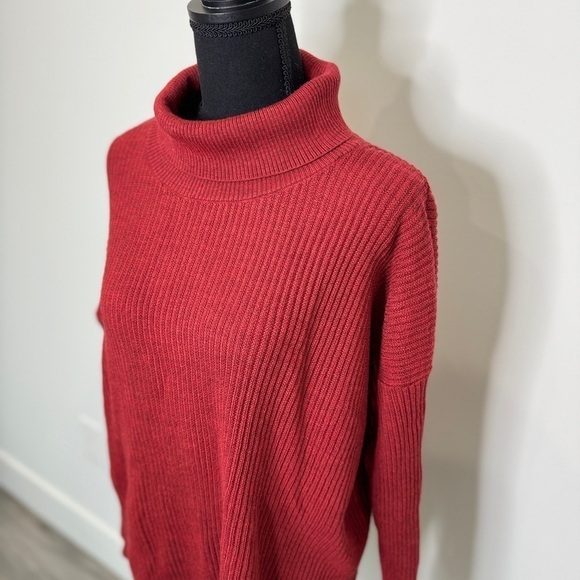 Eileen Fisher Women’s Red 100% Extra Fine Merino Wool Turtleneck - Picture 3 of 9